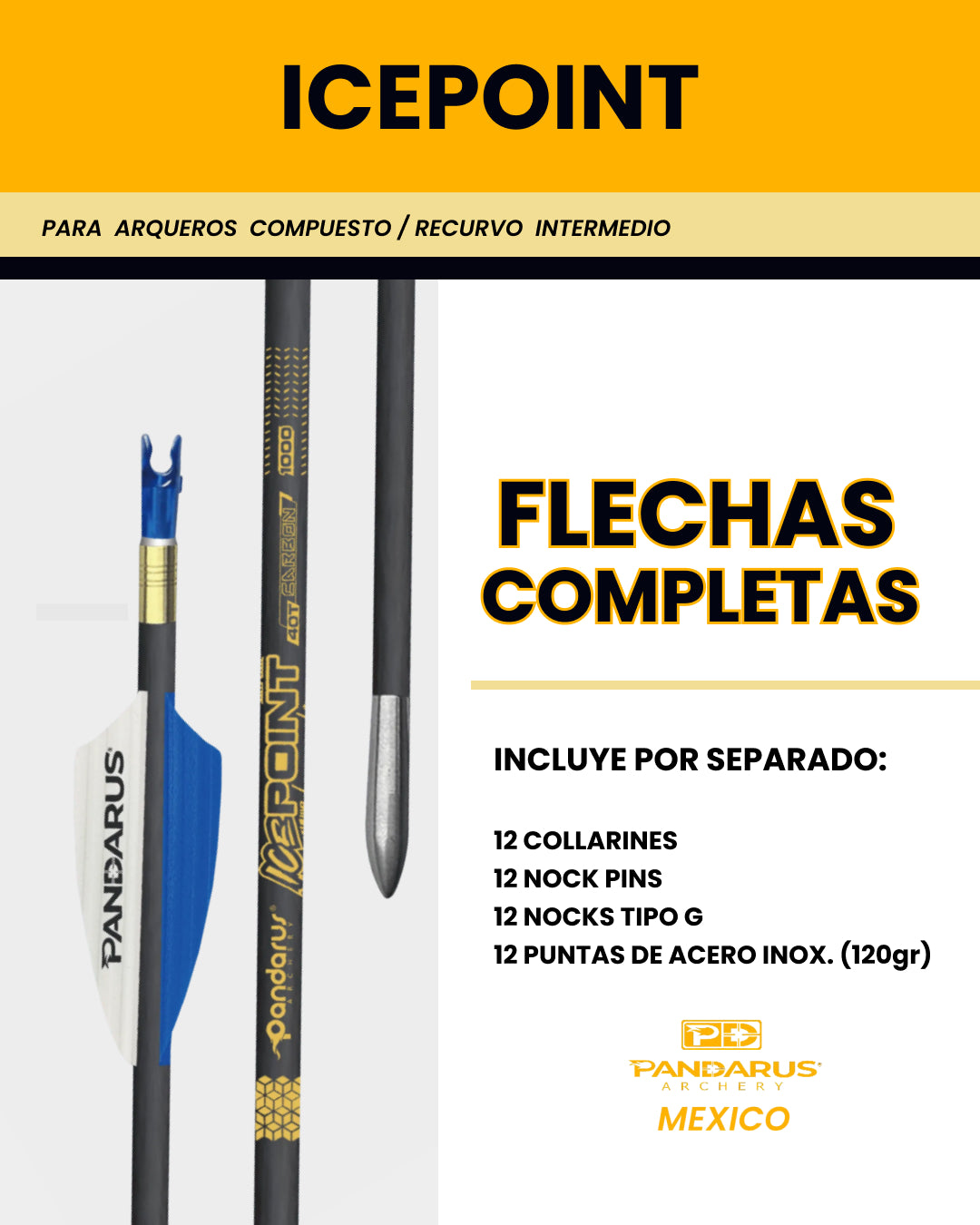 FLECHAS COMPLETAS - ICEPOINT - ARCO COMPUESTO Y RECURVO