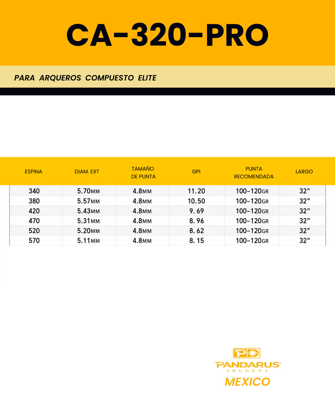FLECHAS COMPLETAS - CA 320 PRO - ARCO COMPUESTO