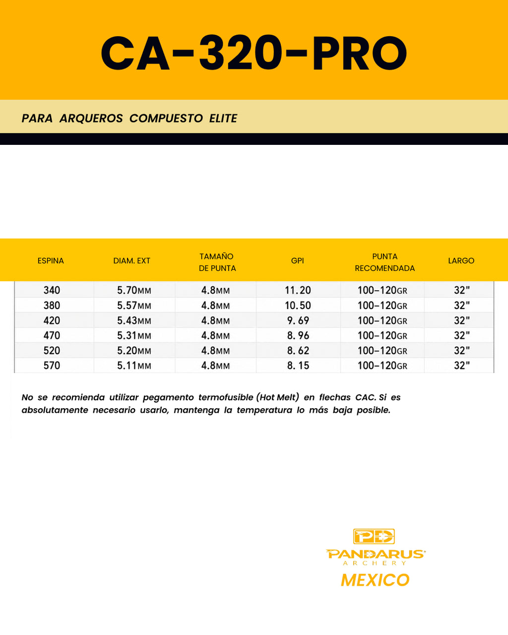 FLECHAS COMPLETAS - CA 320 PRO - ARCO COMPUESTO