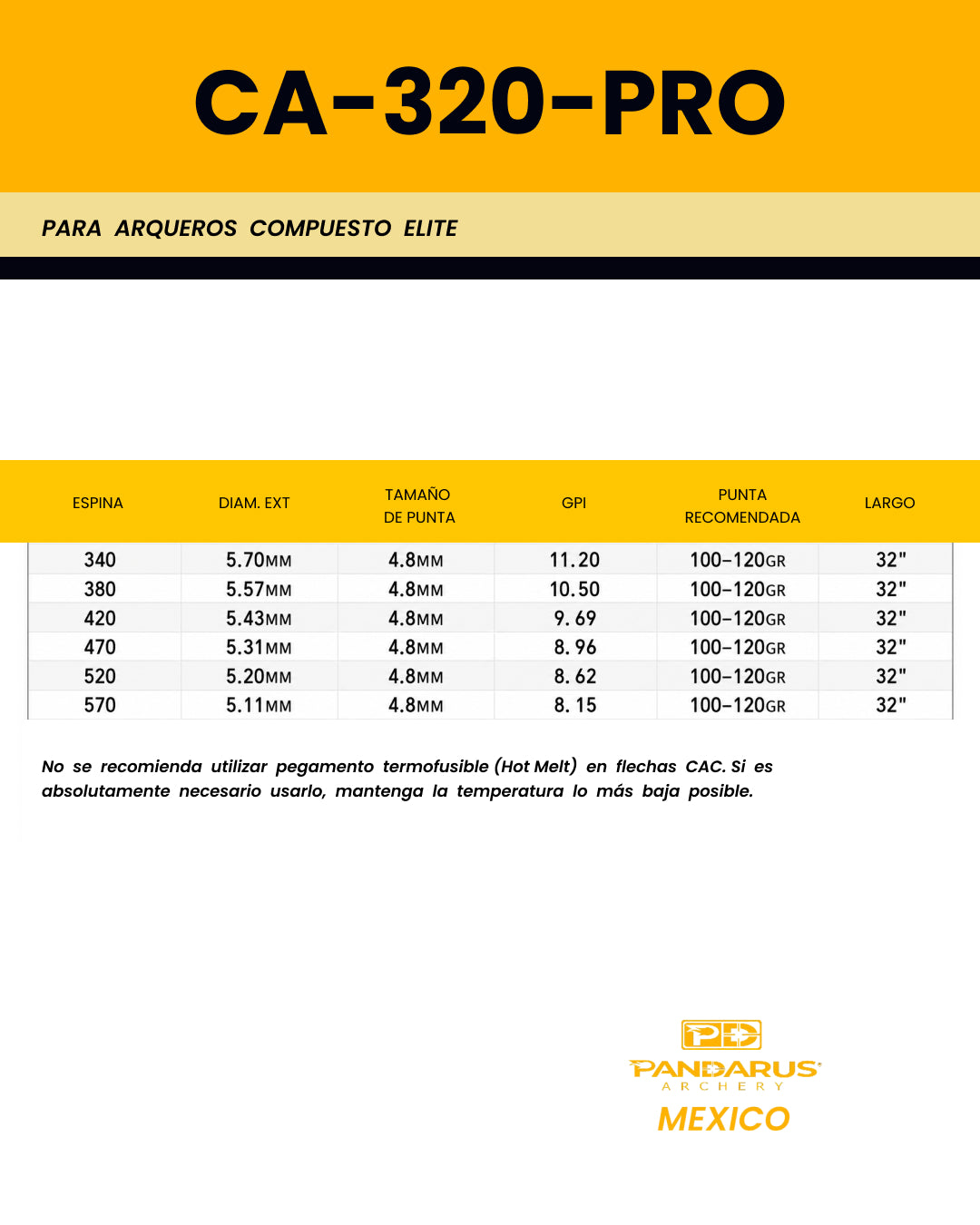 FLECHAS COMPLETAS - CA 320 PRO - ARCO COMPUESTO