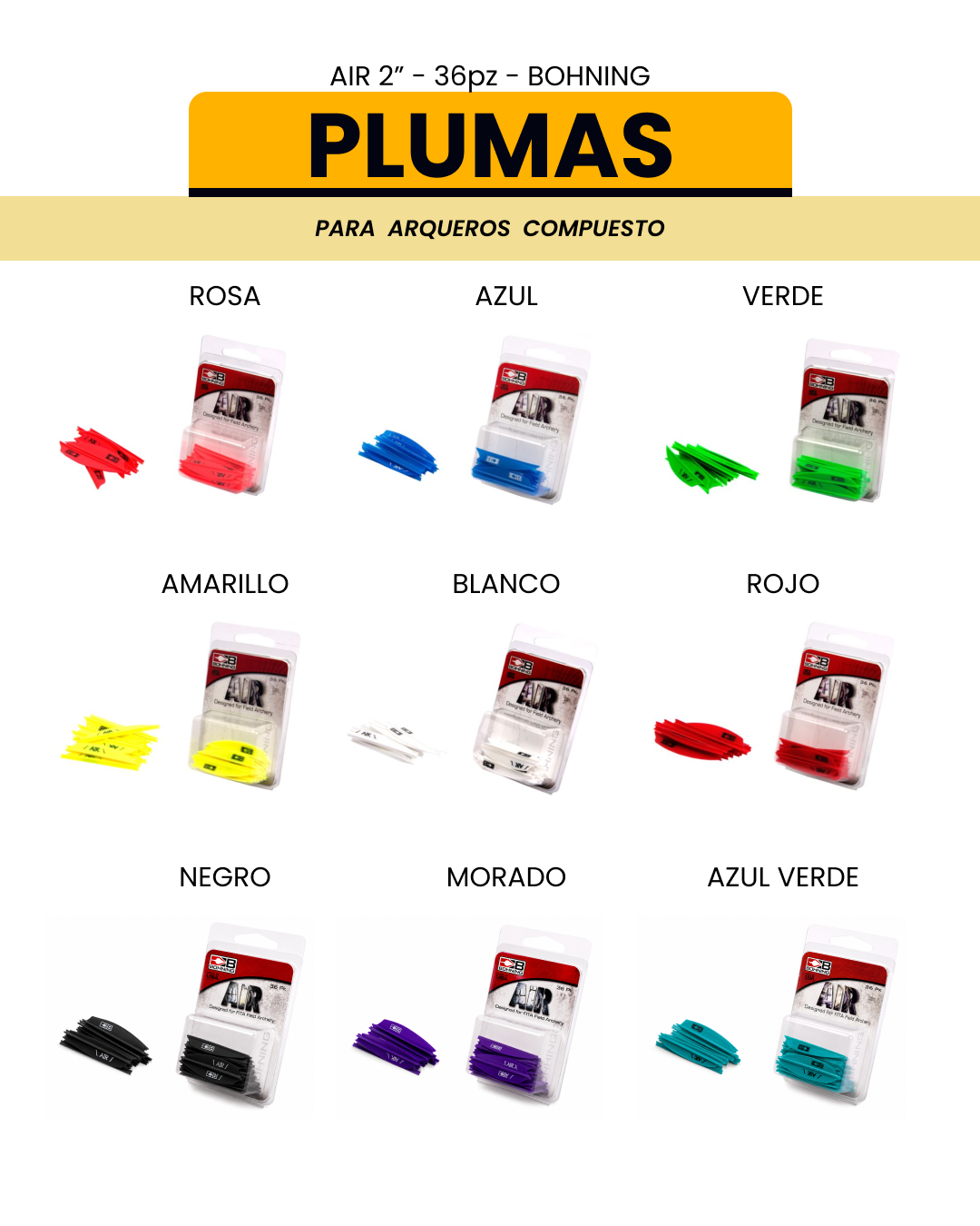 PLUMAS COMPUESTO - AIR VANE 2" - 36pz - BOHNING