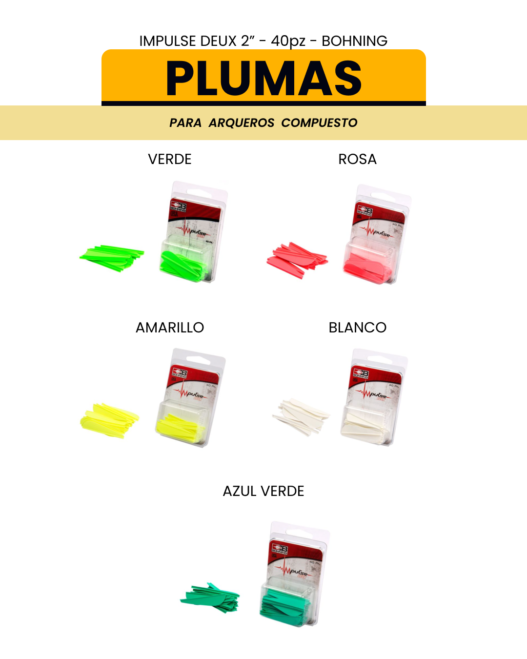 PLUMAS COMPUESTO - IMPULSE DEUX 2" - 40pz - BOHNING