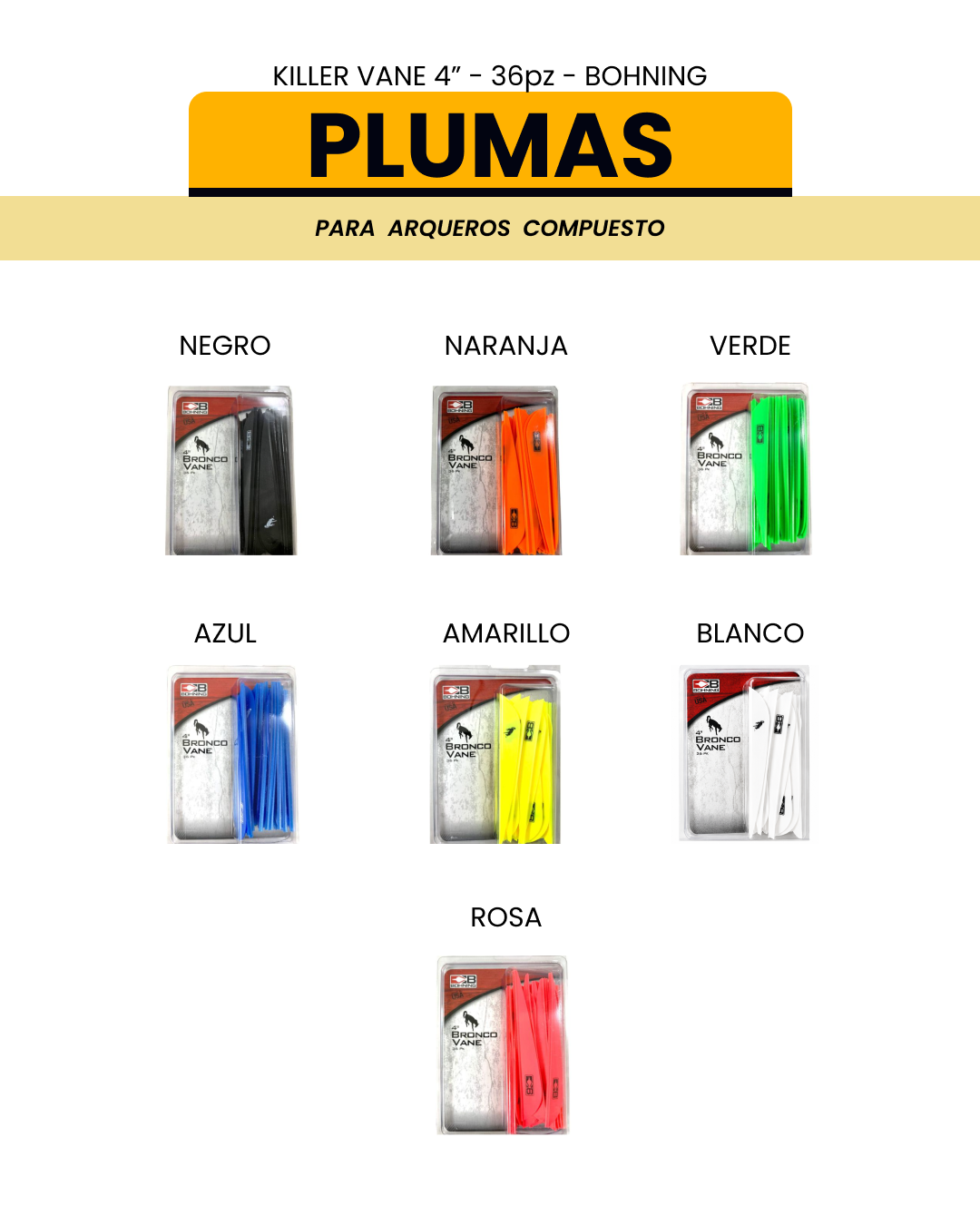 PLUMAS COMPUESTO - KILLER VANES 4" - 36pz - BOHNING