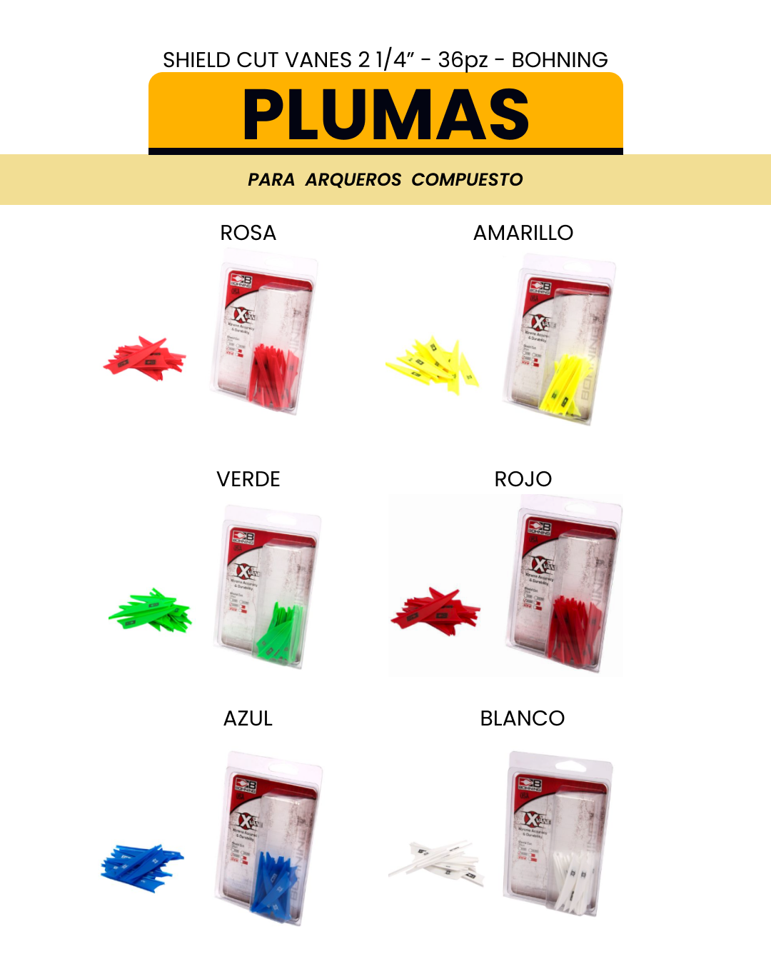 PLUMAS COMPUESTO - SHIELD CUT VANES 2 1/4" - 36pz - BOHNING